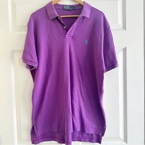 Polo Ralph Lauren Men’s Large Purple Cotton Iconic Mesh Horse Polo Shirt